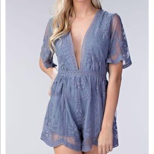 NWT soft blue lace romper